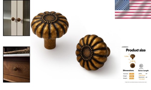 10 pomelli antichi in ottone resistenti per armadi vintage - design arco liscio e arco - Foto 2 di 9