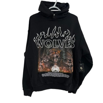 NWT Mens Medium Darc Sport Wolves Club Cerberus V2 Vintage Pierce Hoodie Black