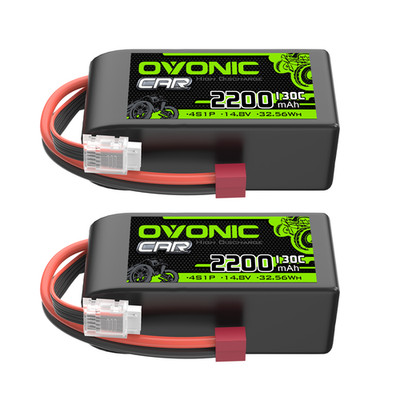 2X OVONIC 2200mAh 14.8V 130C 4S Short LiPo AKKU T Plug Für 1/10 RC Car Truck DE