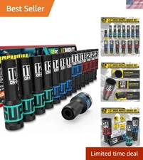 Impact Socket Set 14 Pcs Deep Drive 10-24mm Chrome Vanadium Storage Case