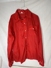 Vtg SKYR Men's Disco Club Shirt size L 100 Nylon Retro Solid Red Scandia