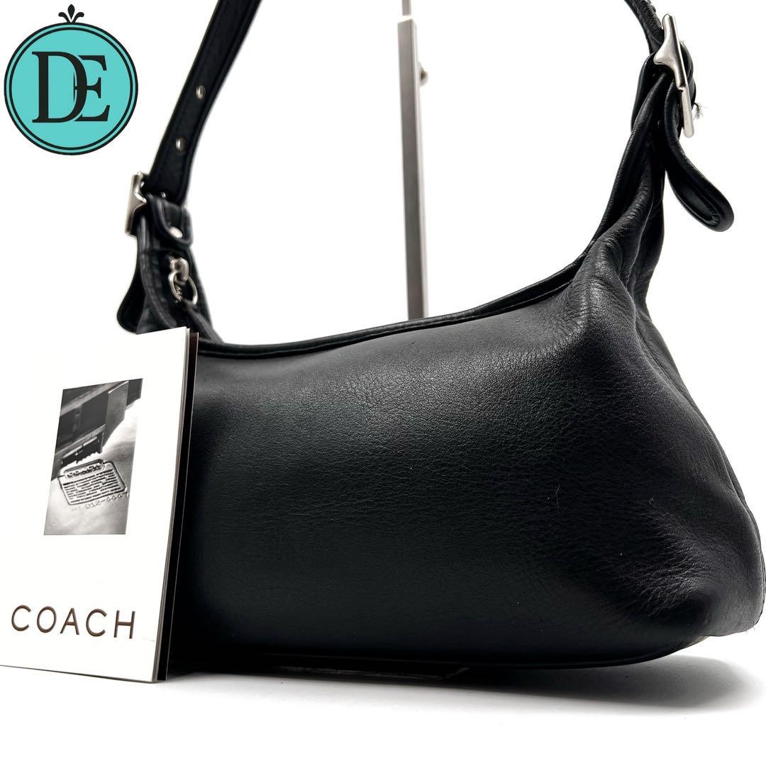 Vintage Coach one-shoulder bag, 90's black leather model