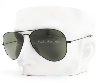 Ray-Ban Sunglasses RB 3025 W3361 Aviator Matte Black Polarized Green 58mm w/case