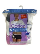 HANES Women  s TAG-LESS BOYSHORTS Breathable Cotton 8/XL  5 pack New Sealed