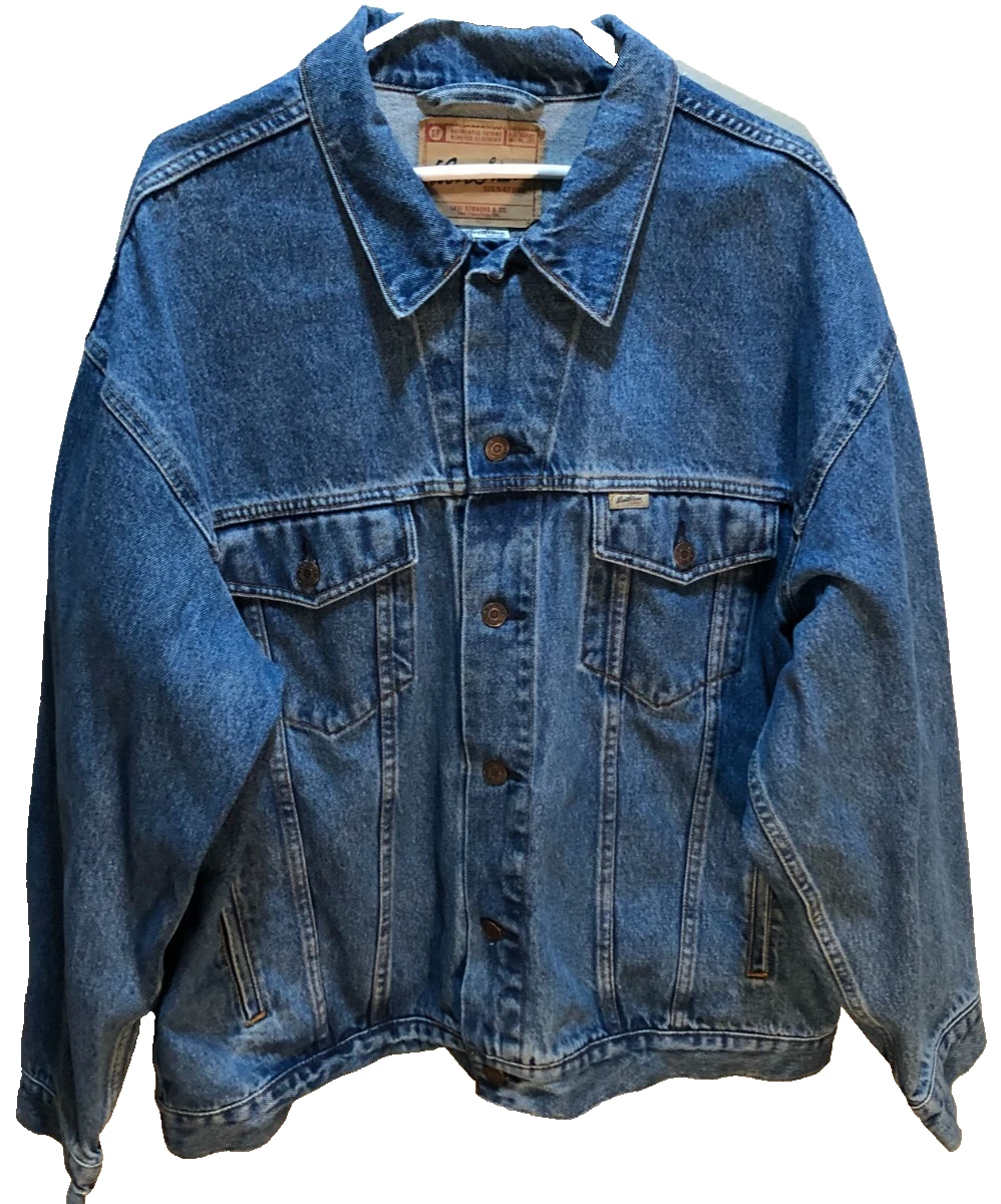 Levi Strauss Signature LL-1055 Blue Denim Trucker Biker Men's Jacket 2XL