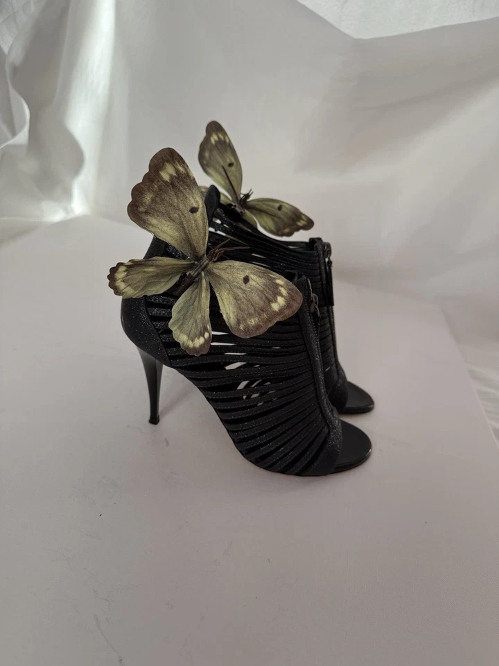 Giuseppe ZANOTTI Tacones Sandalias Zapatos Mariposa Orquídea Talla 36 6 Y2K Eslinga Foto 3 de 4