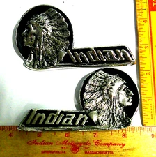 Indian motorcycle "tank badges" vintage collectible old saddlebag/seat emblems