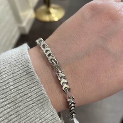 Sterling Silver Solid Figaro Box Chain Bracelet  $150 8.5 