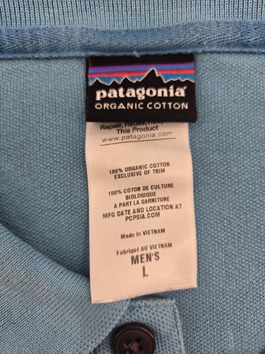 Patagonia Polo Shirt Large Blue Outdoor Breathable Hiking Short Sleeve Men - Bild 9 von 13