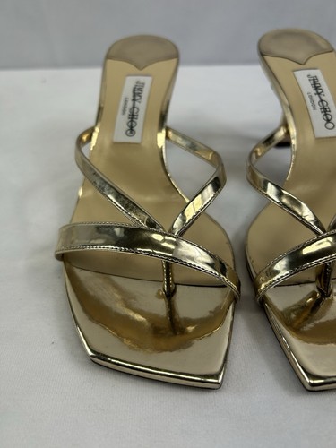 JIMMY CHOO Metallic Maelie 70 Sandals in Black Sz US 9 - Picture 2 of 7