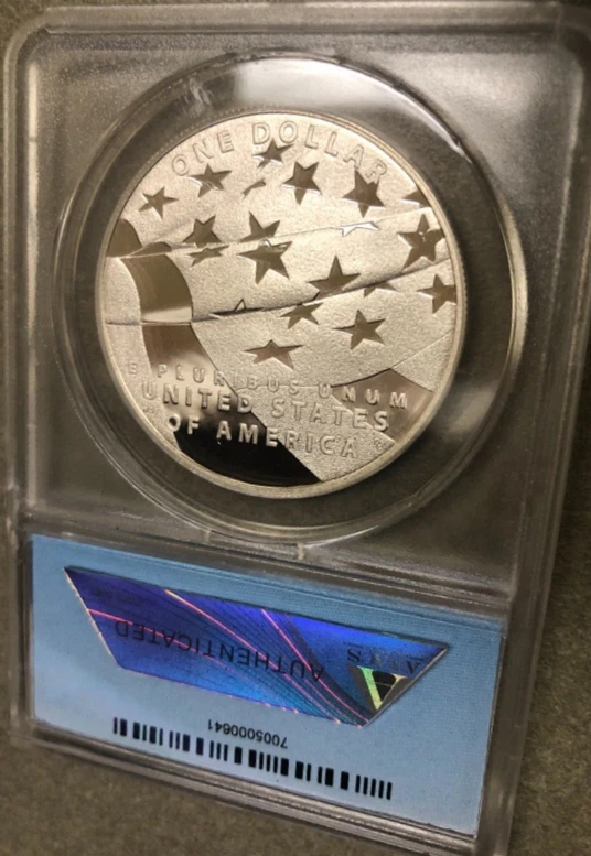 :2012-P S$ Star Spangled Banner Commemorative Dollar ANACS PF70DCAM FDOI Top Pop - Image 2 of 2