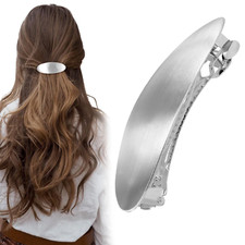 3Inch Oval Hair Barrette Vintage Metal Large Hair Clip Silver French Wedding Pro