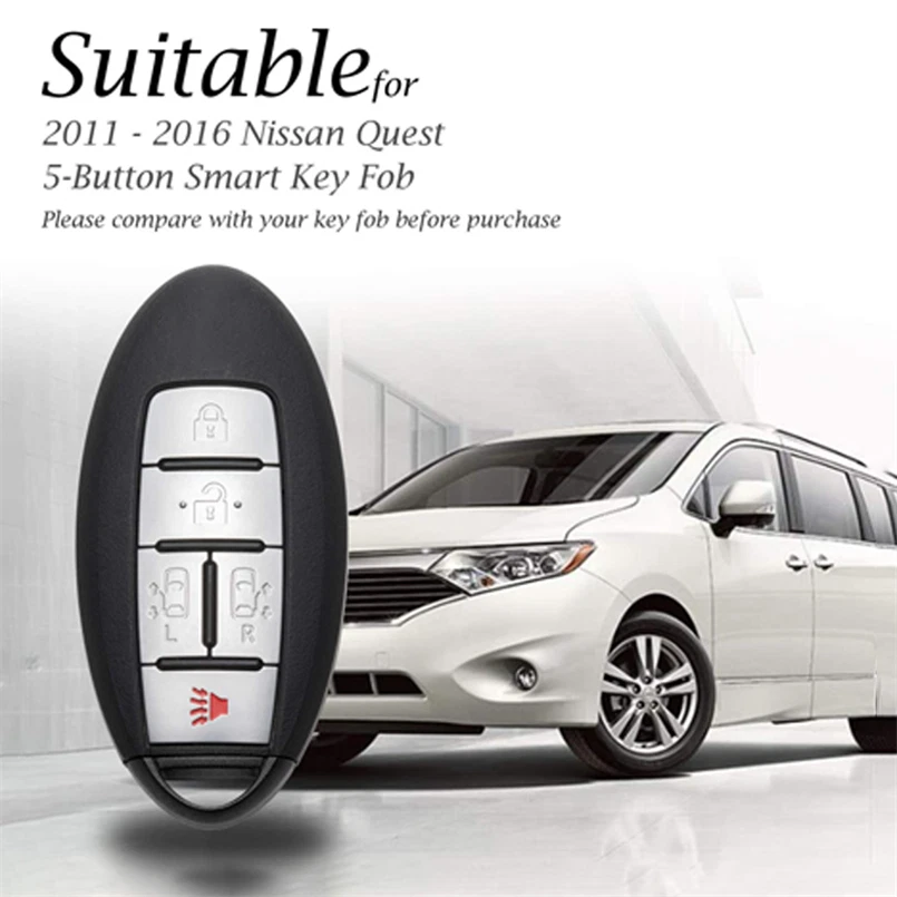 For Nissan Quest 2011-2015 Leather Remote Start Car Key Case Fob Cover Shell - Image 2 of 4