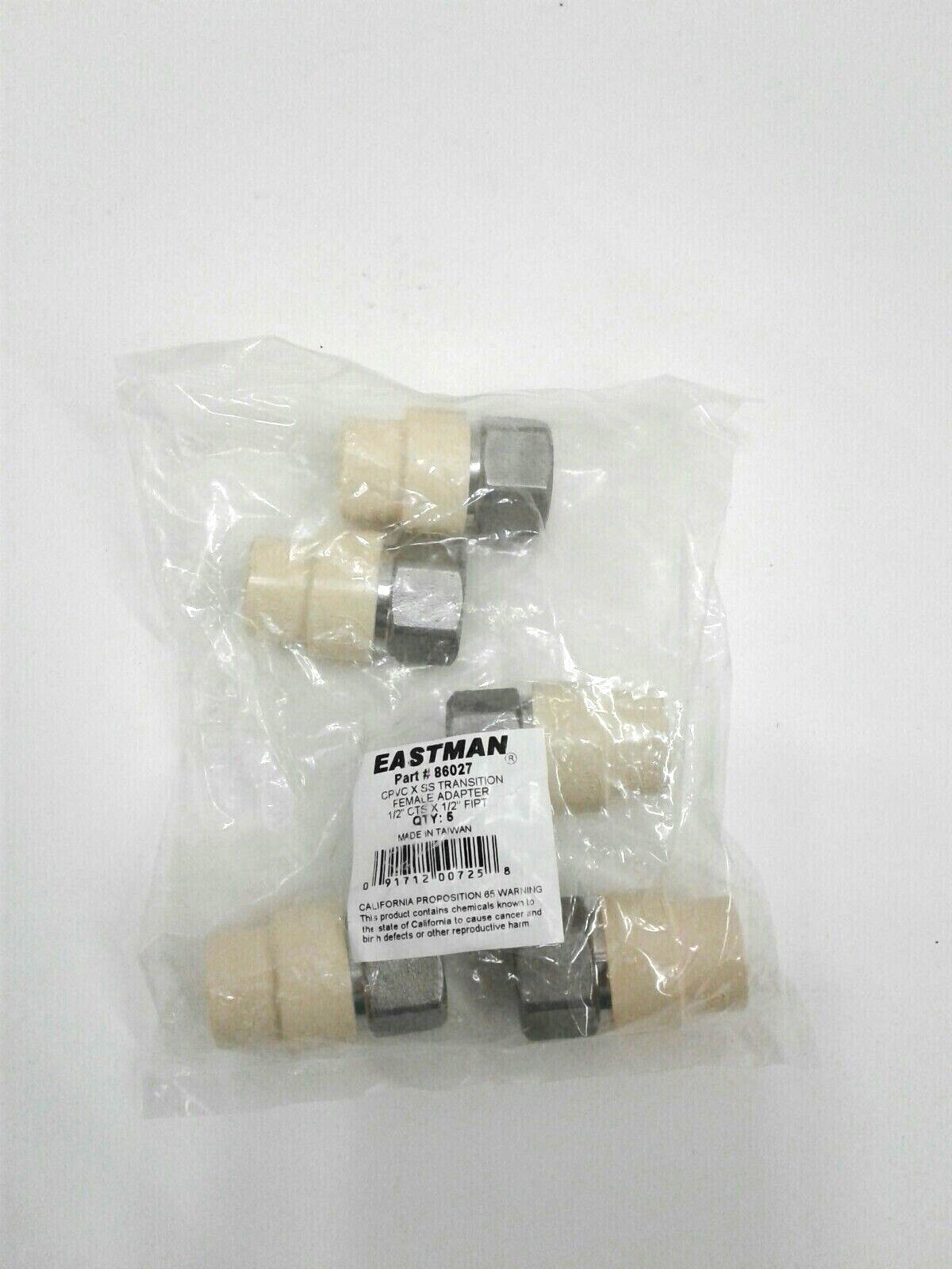 Eastman # 86027 CPVC X SS Transition Female Adapter 1/2" CTS x 1/2" FIPT Qty 5 