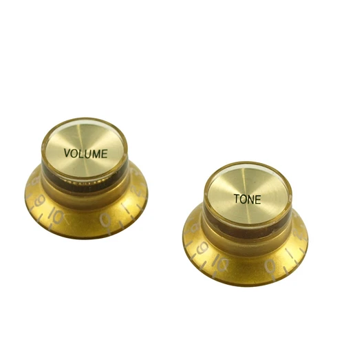 2x GOLD GOLD VOLUME & TONE TOP HAT KNOB GIBSON EPIPHONE STYLE - CTS BOURS