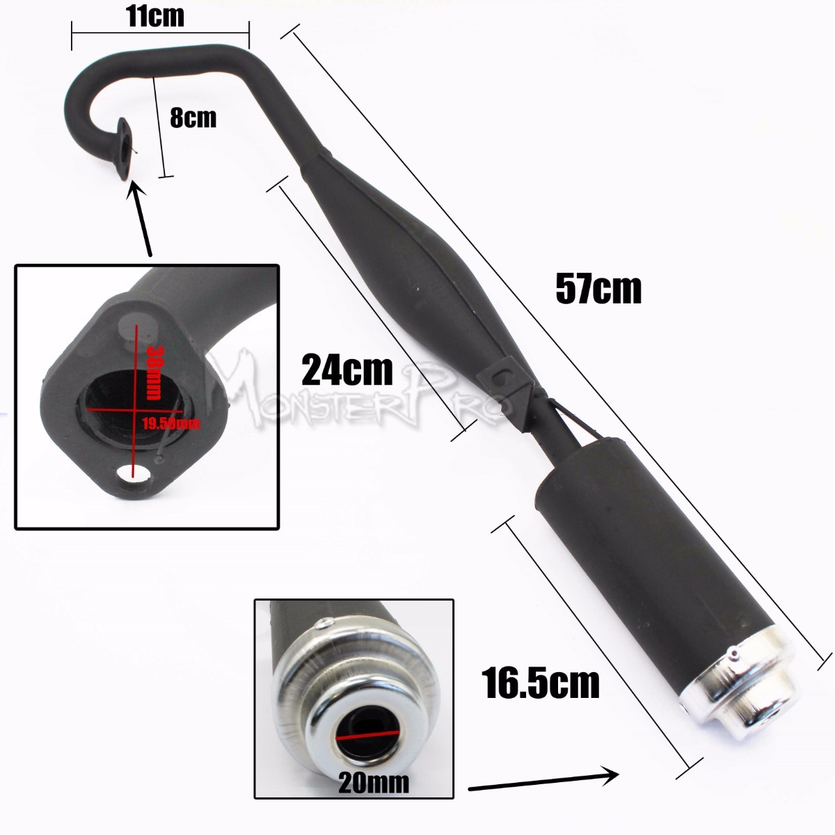 43cc 49cc Exhaust Muffler Pipe Motorcycle Quad ATV Mini Dirt Bike (2T0