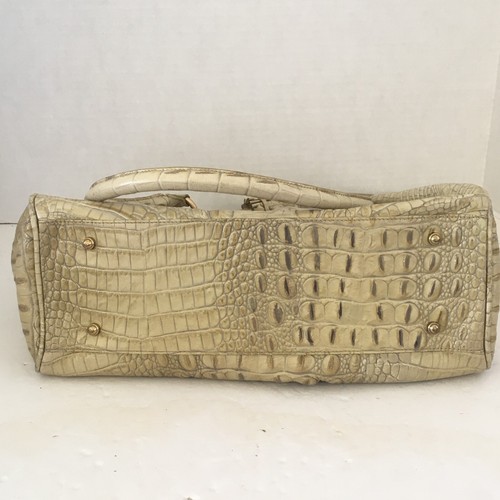BRAHMIN Bag Elouise Roses Large Shoulder Purse Beige Croc Leather VTG BOHO Exce - Picture 17 of 21