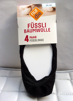 Nur Die 4 Paar Damen FüSsli FüSslinge Baumwolle GröSse 39-42, Schwarz