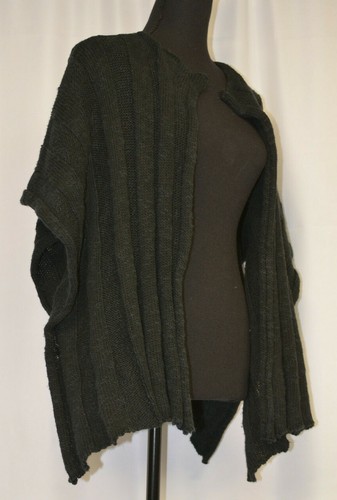 Eskandar Sz 0/S Cotton Linen Vest Black Open Cardigan Hand Loomed Shrug Scotland - Picture 3 of 11