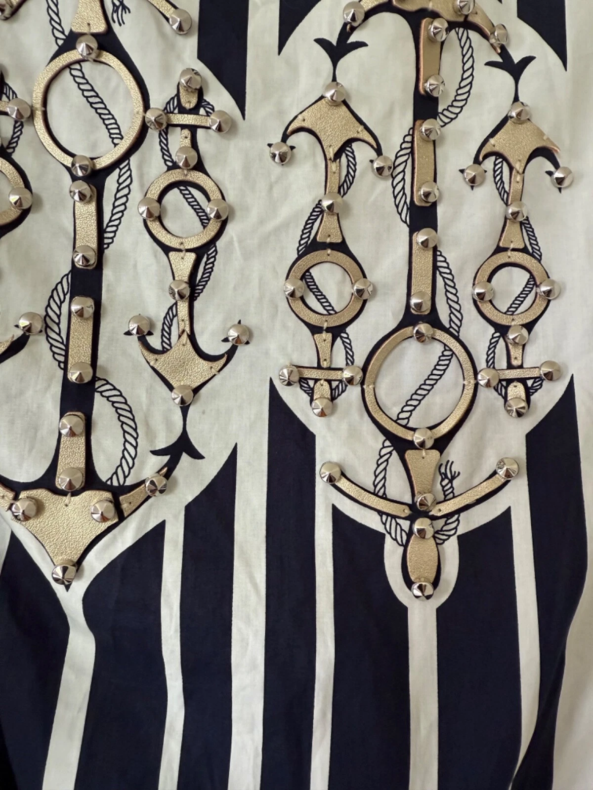 Abito Tory Burch in cotone stampato impreziosito a righe marinare midi tg 2 nautico