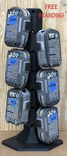 Free-standing Ryobi 18v One+ Modular 6 Battery Holder Tower garage tool storage - Picture 1 of 3