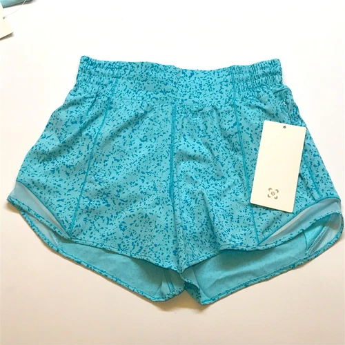 NEW LULULEMON SEAWHEEZE Hotty Hot HR 4" Short 4 Outer Pace Speckle Cyan