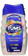 TUMS Ultra Strength 1000 Assorted Berries Chewable Tablets - 72 Count-