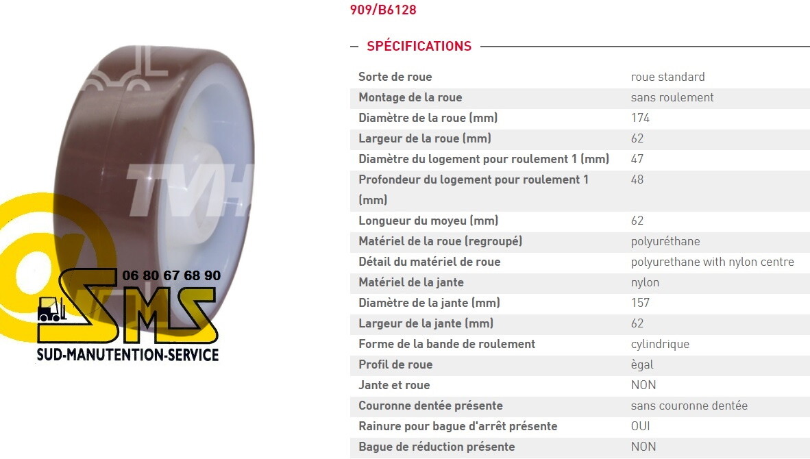 Roue de guidage premium pour transpalette Toyota BT L2000 série 8 9 10 en acier et polyuréthane