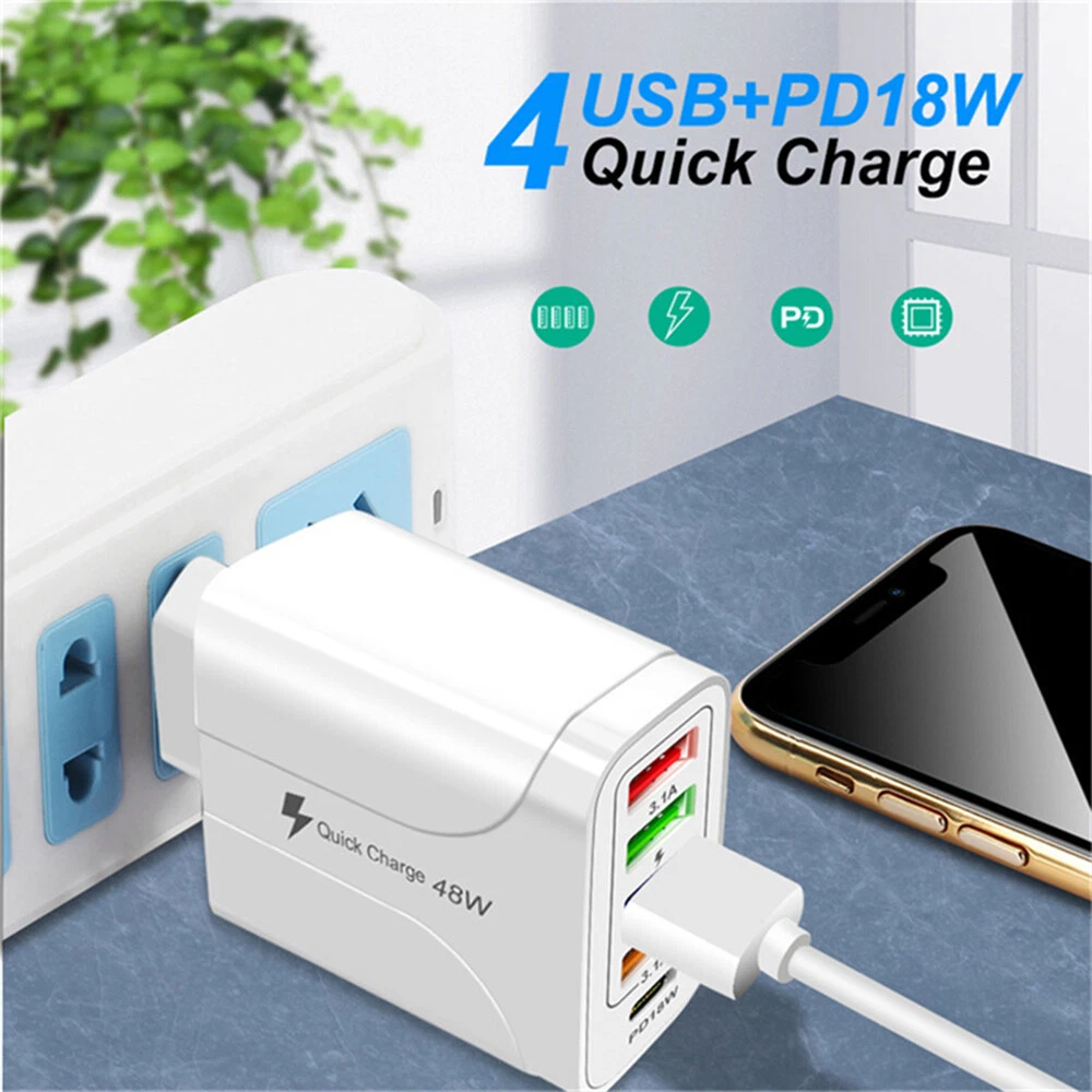5 Multi Port USB Hub Charger Station Wall Fast Charger PD Power Adapter US Plug