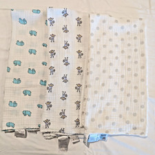 Aden Anais 123 Swaddle Designs Lot of 3 Muslin Baby Blankets Cotton Lightweight