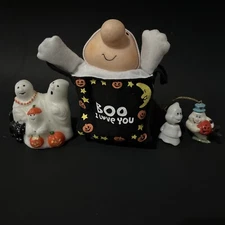 Vtg Halloween Ghost Ziggy Plush Toys Rare Candle Trick Or Treat Lot Bobble Head