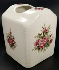 Vintage Athena Ceramic Tissue Cover Square Box 'Rose Rhapsody'  Cottagecore