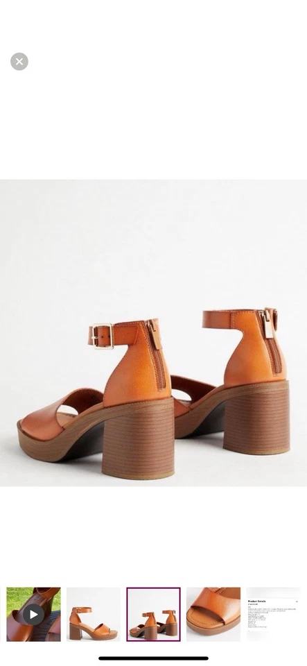 Новый! Сандалии на блочном каблуке Torrid размер 8ww коньячный коричневый регулируемый ремешок на лодыжке - Изображение 2 из 4