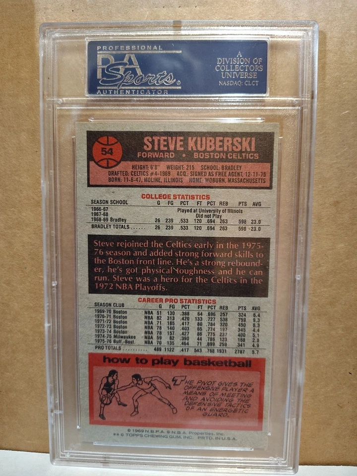 1976 Topps basketball PSA 8.5 Steve Kuberski # 54 Boston Celtics - Image 2 of 2