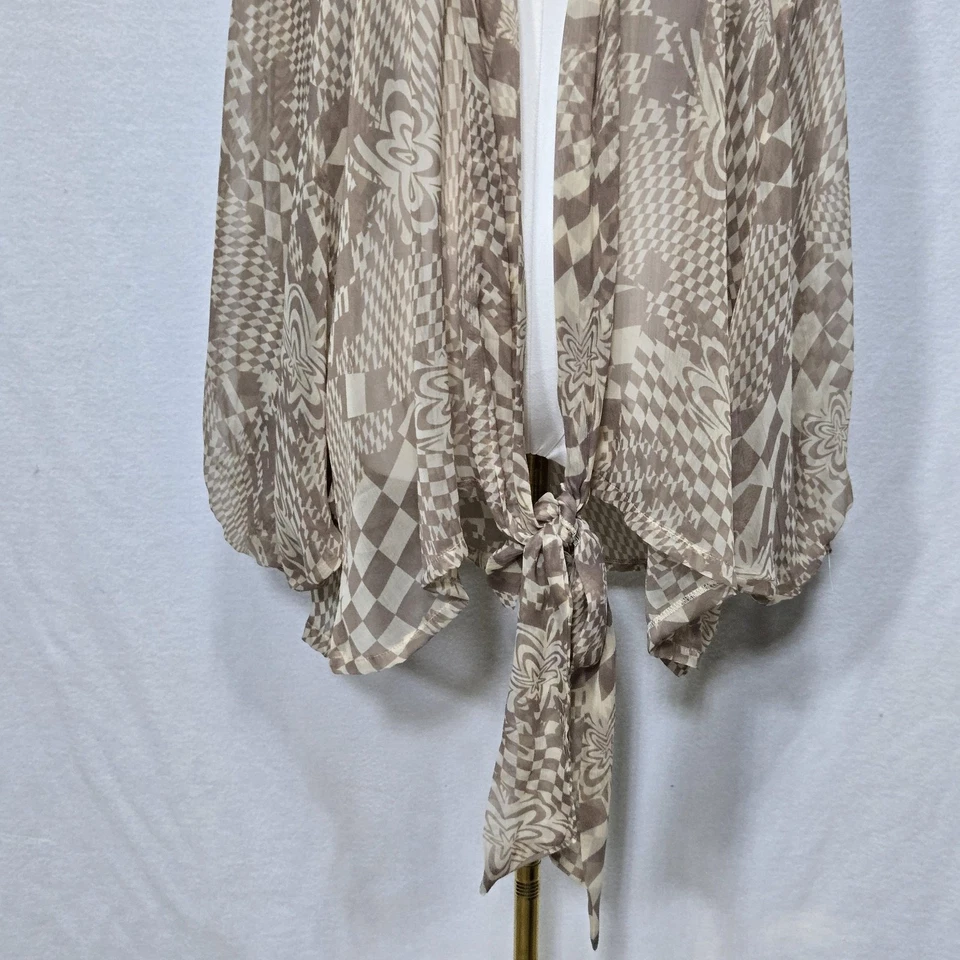 Free People Kimono Womens One Size Sheer Floral Tie Front Boho Festival Cover Up - Image 4 of 4