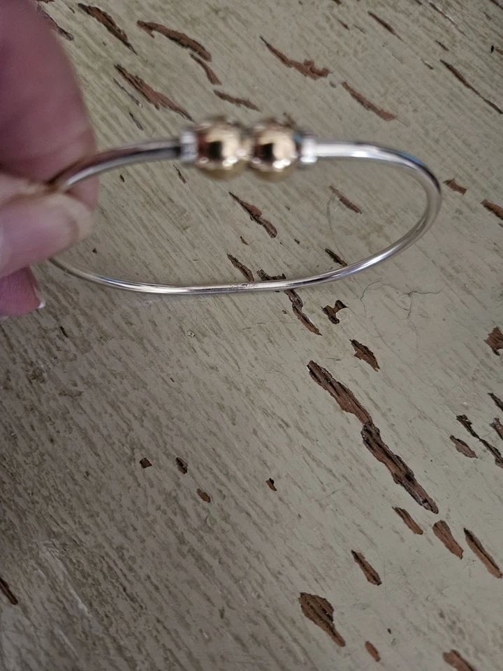 PULSERA BRAZALETE BACALAO DOBLE CAPA BOLA ORO 14K Y 925 Foto 4 de 4