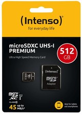 Intenso Micro SDXC Karte 512GB Speicherkarte UHS-I Premium 45MB/s Class 10