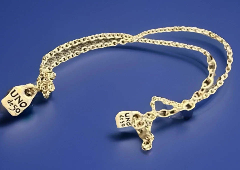 Uno De 50 серебряная цепочка ожерелье двойной замок подвеска регулируемый 18» - Изображение 2 из 4