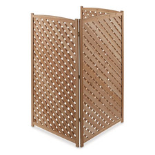 New Solid Fir Wood 3-Panel Outdoor Privacy Screen, 60" w/ 2 Ground Anchors