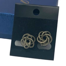 Vintage Silver Twisted Knot Clip On Earrings