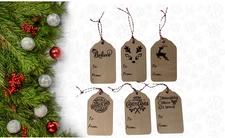 Christmas Wood Gift Tags set of 6 Hanging Ornaments Christmas Decor Gift Tags