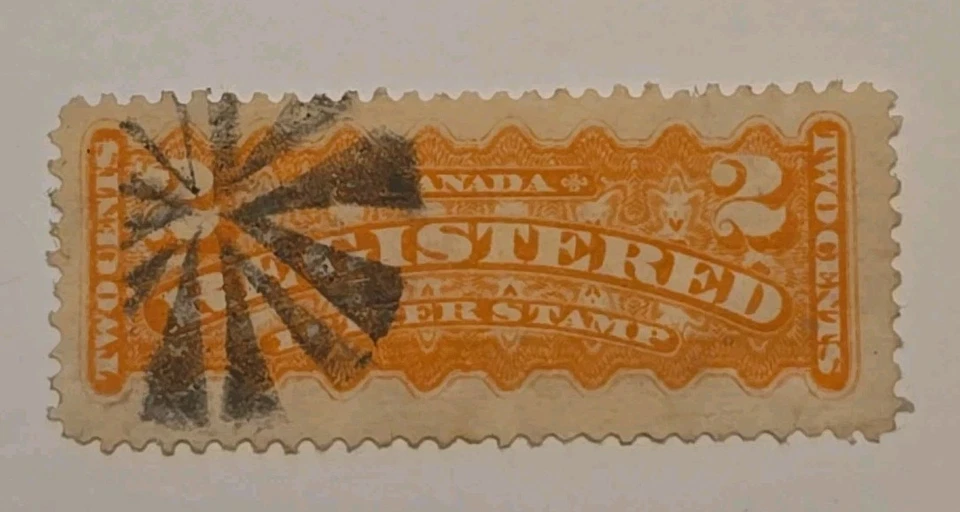 Canada Scott F1d Registration 1875 F-VF Used Cork Fancy Cancel Perf 12x11.5 - Image 2 of 2