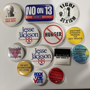 Vintage Political Pin Back Buttons Variety Lot Of 13