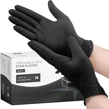 Disposable Nitrile Exam Gloves, 5 Mil Black, Clean Powder-Free Heavy Duty Glove
