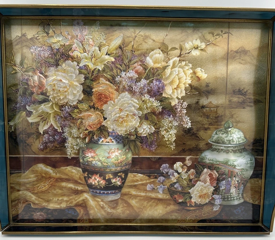 Lena Liu Glass Artwork Tray Stained Glass/Brass Edging Possibly OOAK? - Image 2 of 4