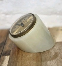 Vintage Staiger Onyx Marble Clock Quartz - Desk or Mantle Hexagonal - Heavy