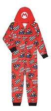 Super Mario Pajamas Union Suit XS 4/5 Child Kart Hooded Zip Costume Footless New