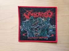 ABORTED, SEW ON RED BORDER WOVEN PATCH