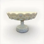 Vtg  Westmoreland Milk Glass Grape pattern Pedestal Compote 6" Tall Dish