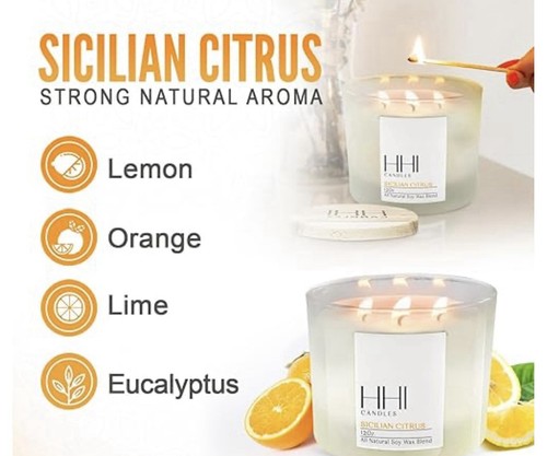 All-Natural Scented Soy Candle | Sicilian Citrus - Picture 4 of 7
